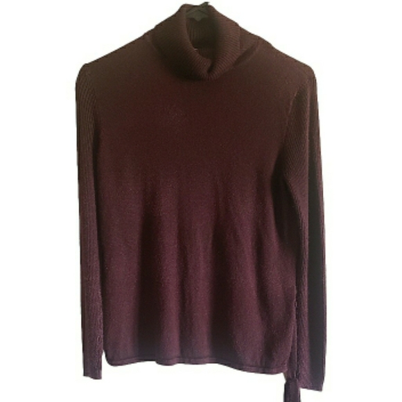 Norton McNaughton Sweaters - Vintage 90s Norton McNaughton Turtleneck Burgundy Silk Wool Sweater Classic M